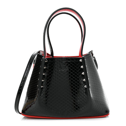 Christian Louboutin Patent Embossed Spiked Mini Cabarock Shopper Tote Black 1 of 10
