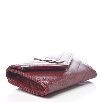 Saint Laurent Grain De Poudre Matelasse Chevron Small Monogram Envelope Wallet Palissandre 3 of 5