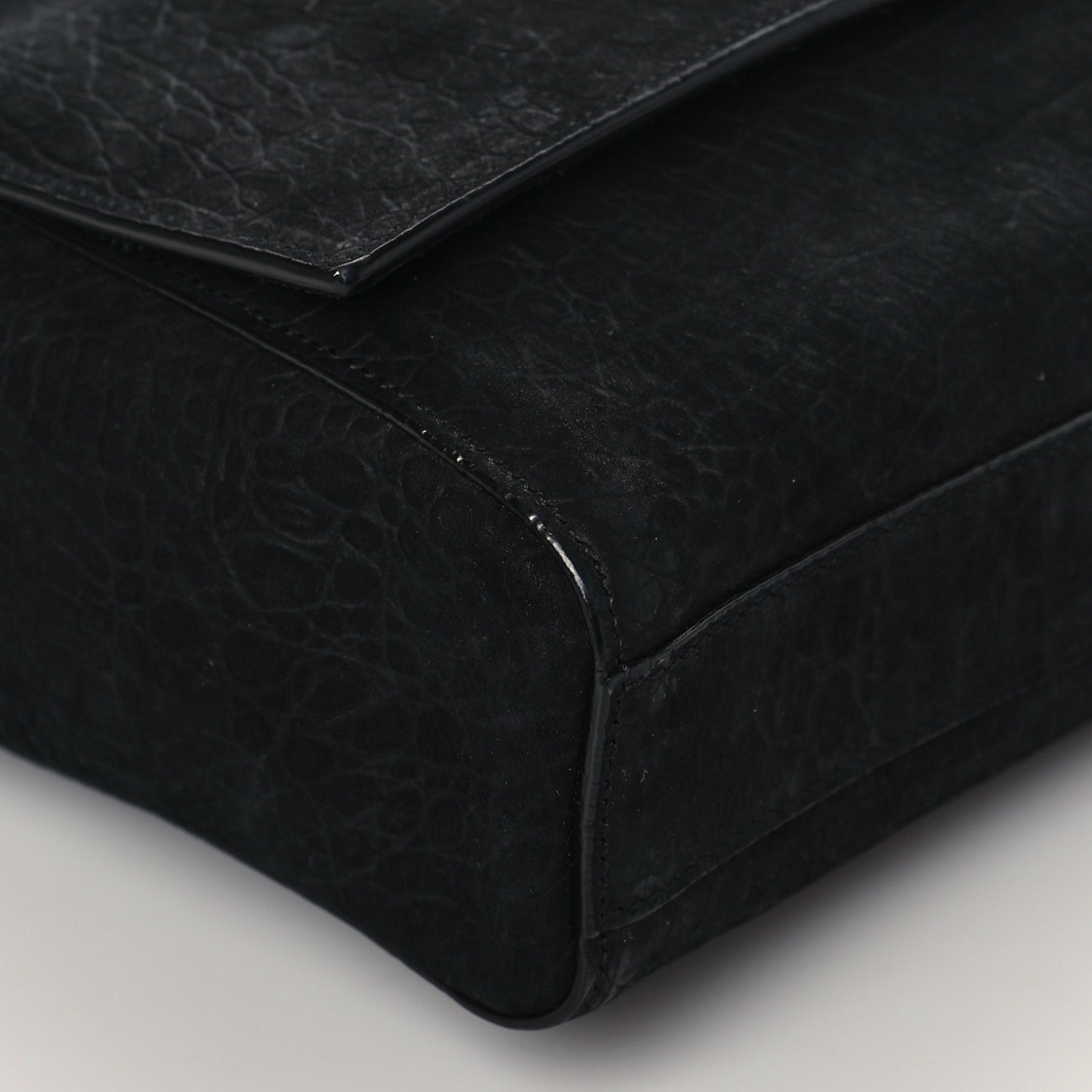 Calfskin Crocodile Embossed Suede Medium Reversible Monogram Kate Satchel Black Navy