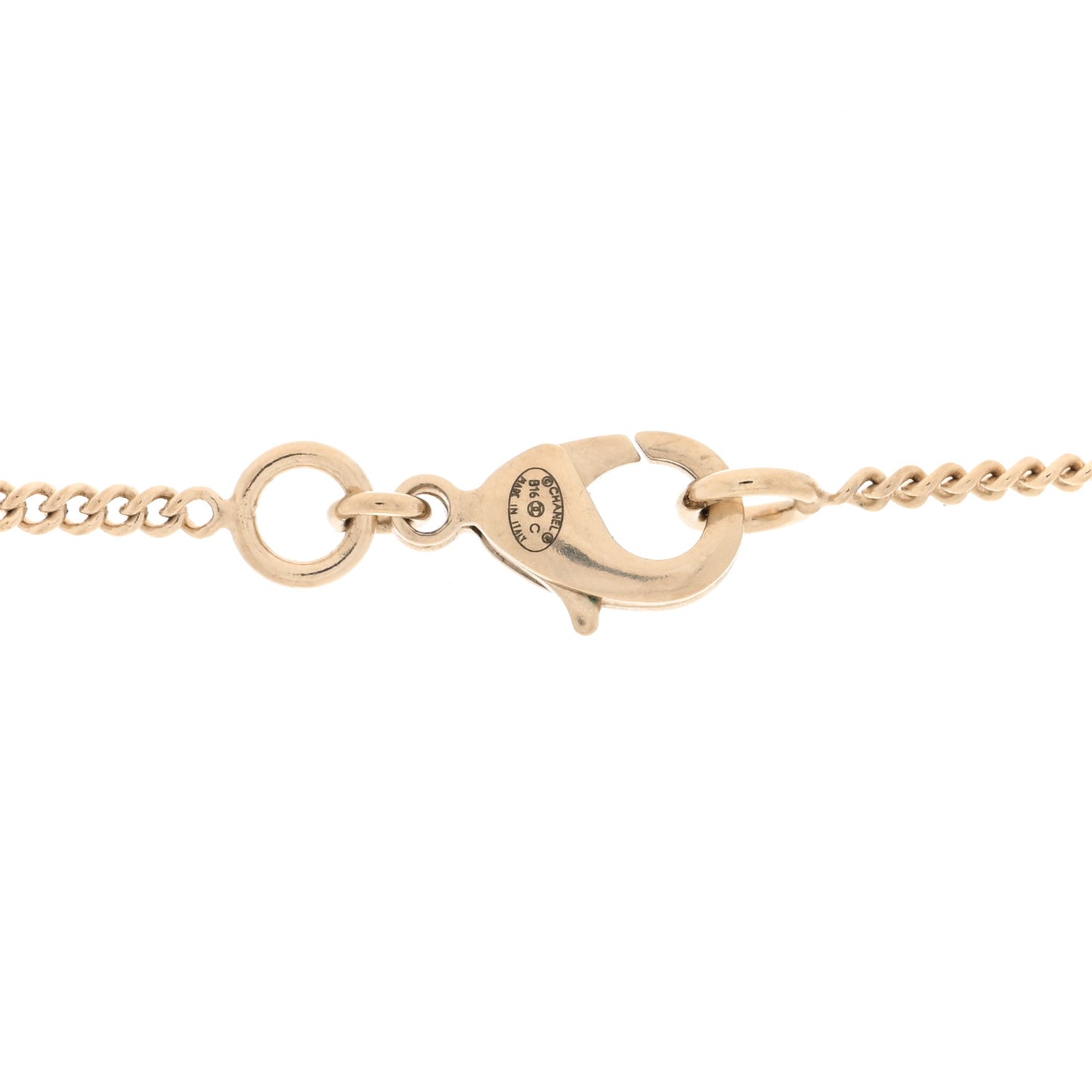 Pearl Crystal CC Pendant Necklace Gold