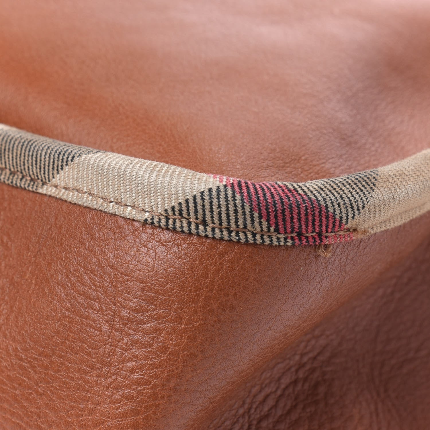 Burberry Calfskin House Check Trim Bates Shoulder Bag Cognac 20 of 33