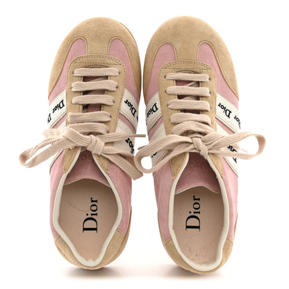 Christian Dior Suede Calfskin Ribbon Low Top Sneakers 37.5 Beige Pink 2 of 8