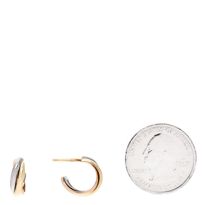 Cartier 18K Pink Yellow White Gold Small Trinity Hoop Earrings 2 of 5