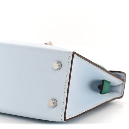 Hermes Epsom Mini Kelly Sellier 20 Bleu Brume Vert Jade Gold 10 of 13