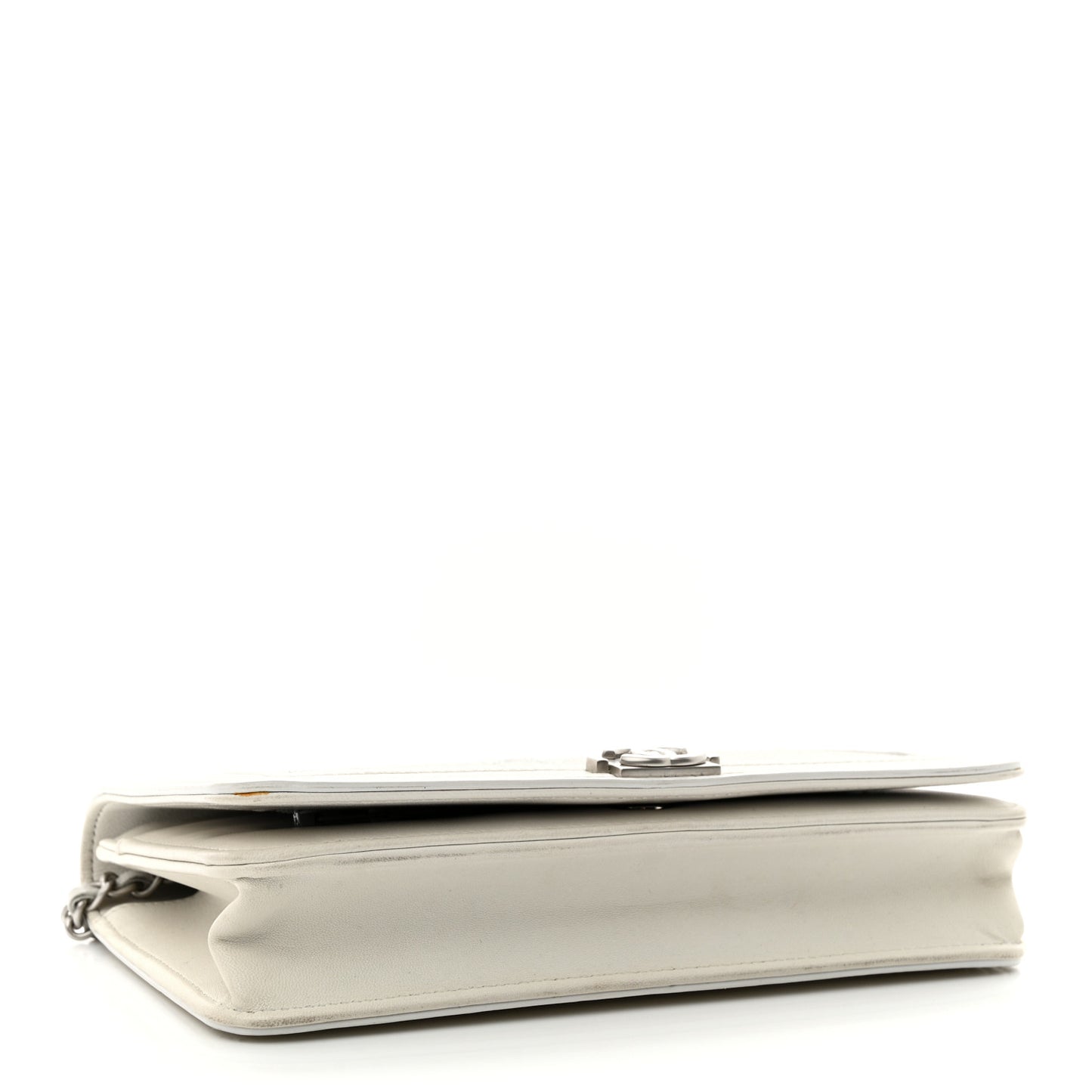 Metallic Galuchat Stingray Lambskin Boy Wallet On Chain WOC Silver