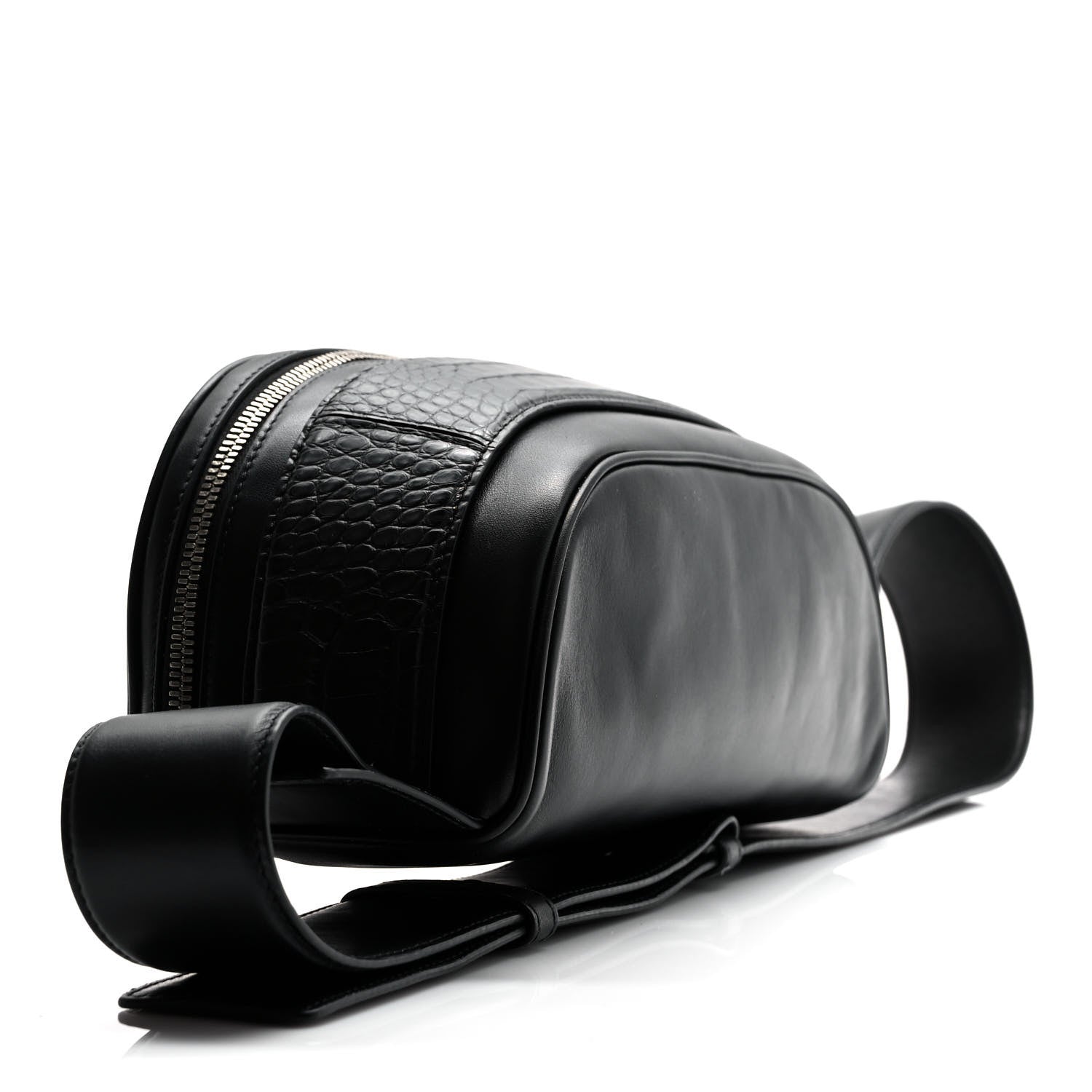 Bottega Veneta French Calfskin Alligator Embossed Belt Bag Black 4 of 8