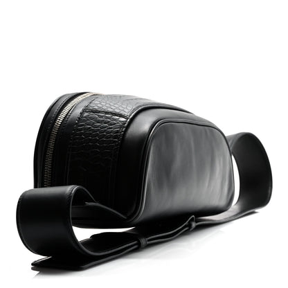 Bottega Veneta French Calfskin Alligator Embossed Belt Bag Black 4 of 8