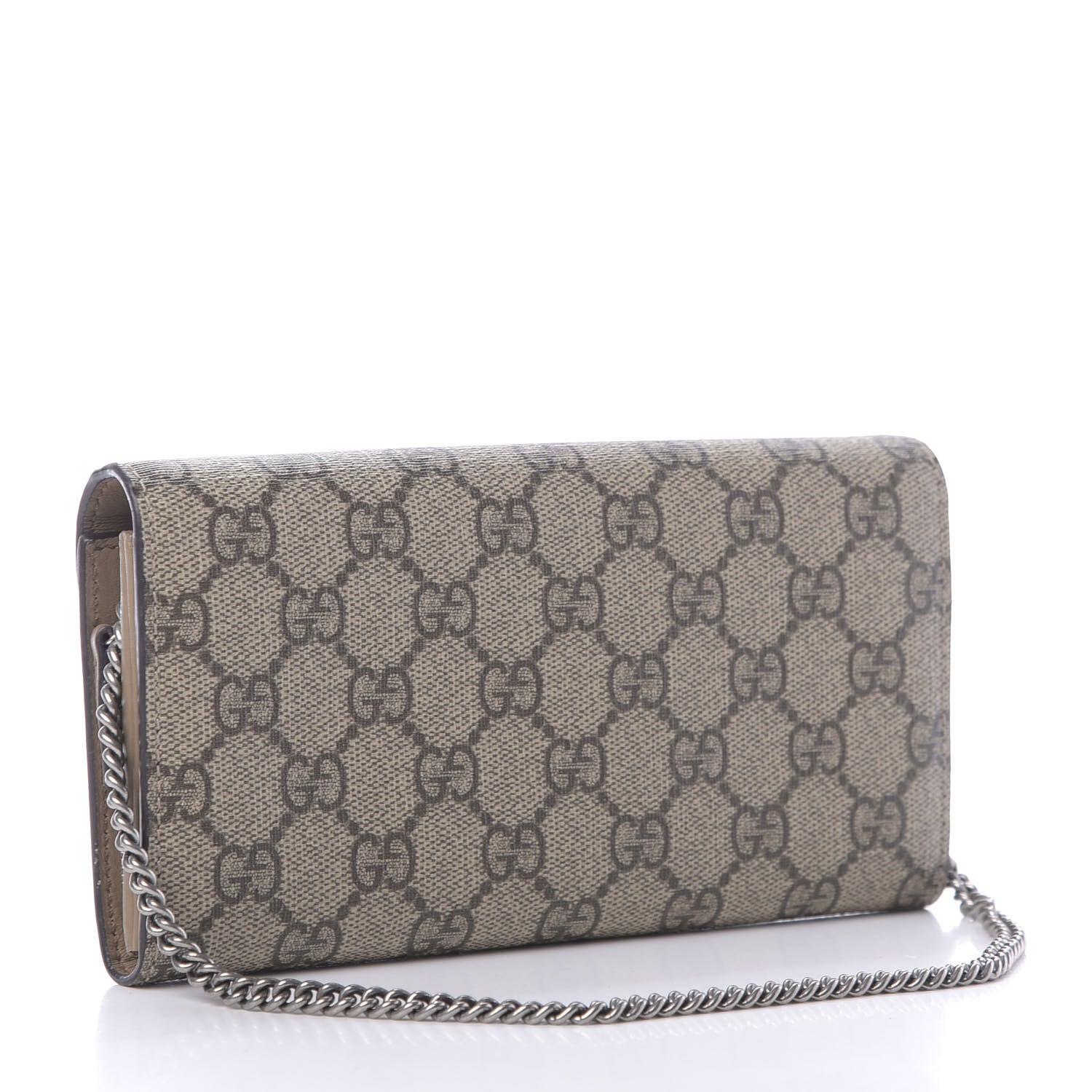 Gucci GG Supreme Monogram Dionysus Chain Clutch Wallet Beige Taupe 3 of 9