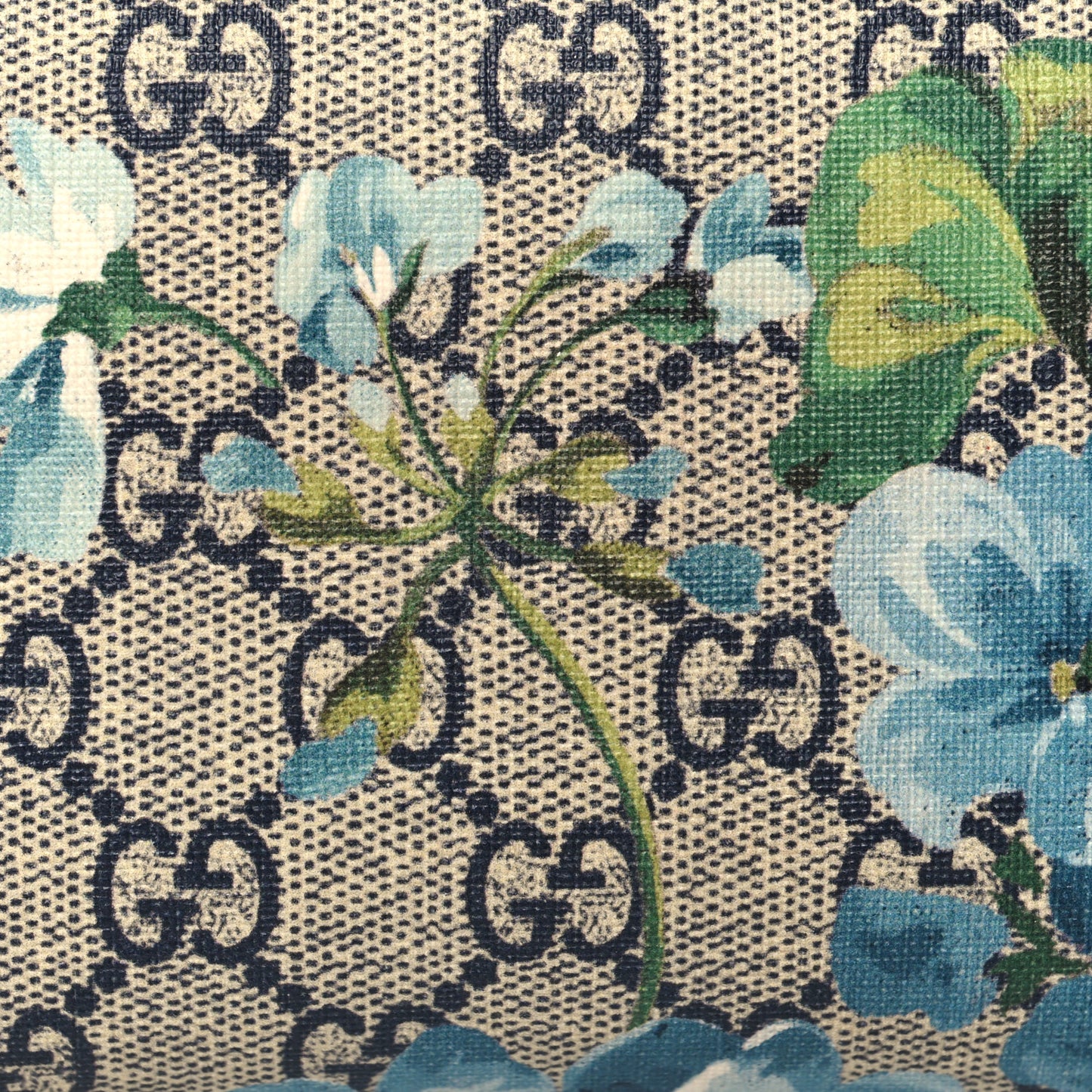 GG Supreme Monogram Blooms Zip Around Wallet Blue