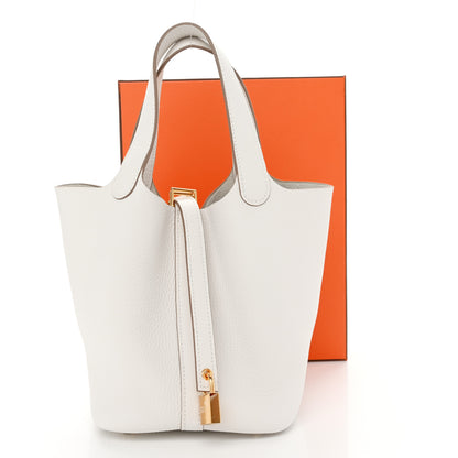 Hermes Taurillon Clemence Picotin Lock 18 PM Gris Pale 11 of 11