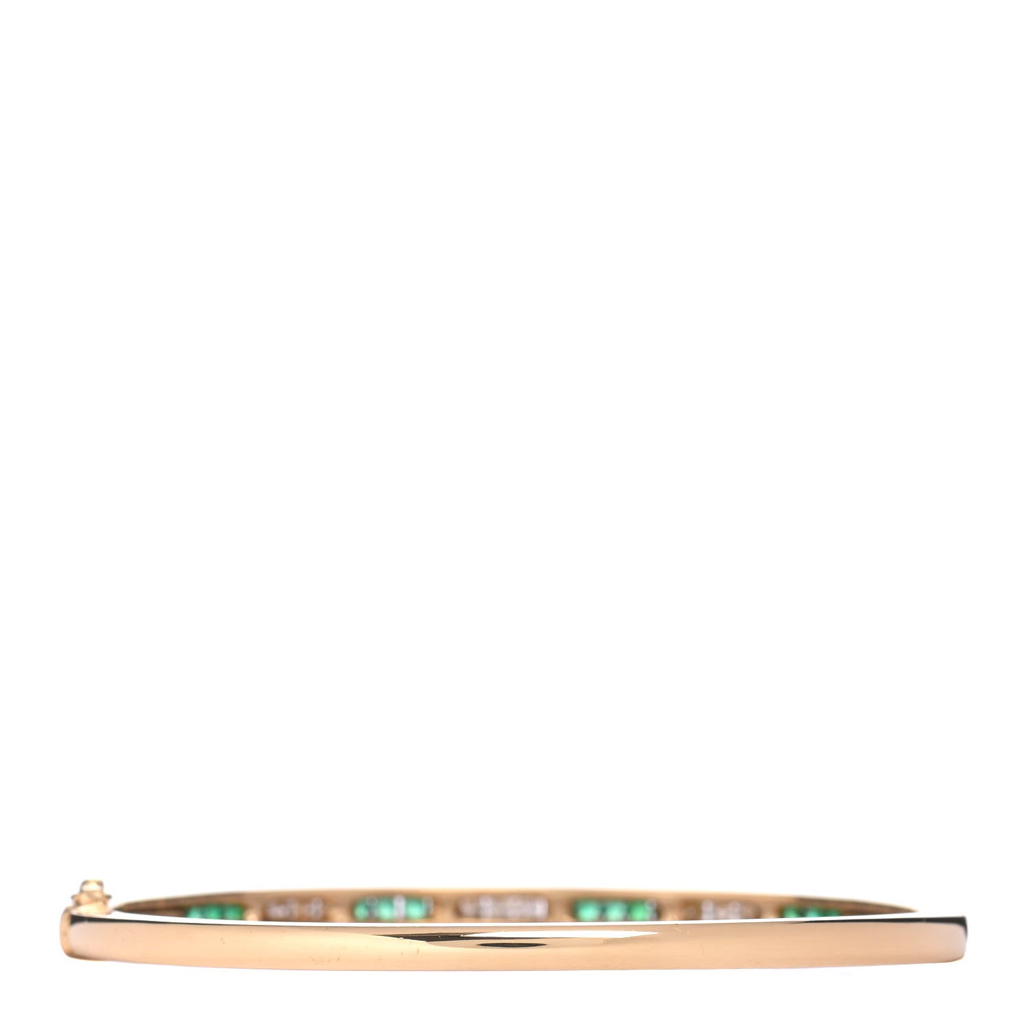 Tiffany 18K Yellow Gold Diamond Emerald Bangle Bracelet 3 of 4