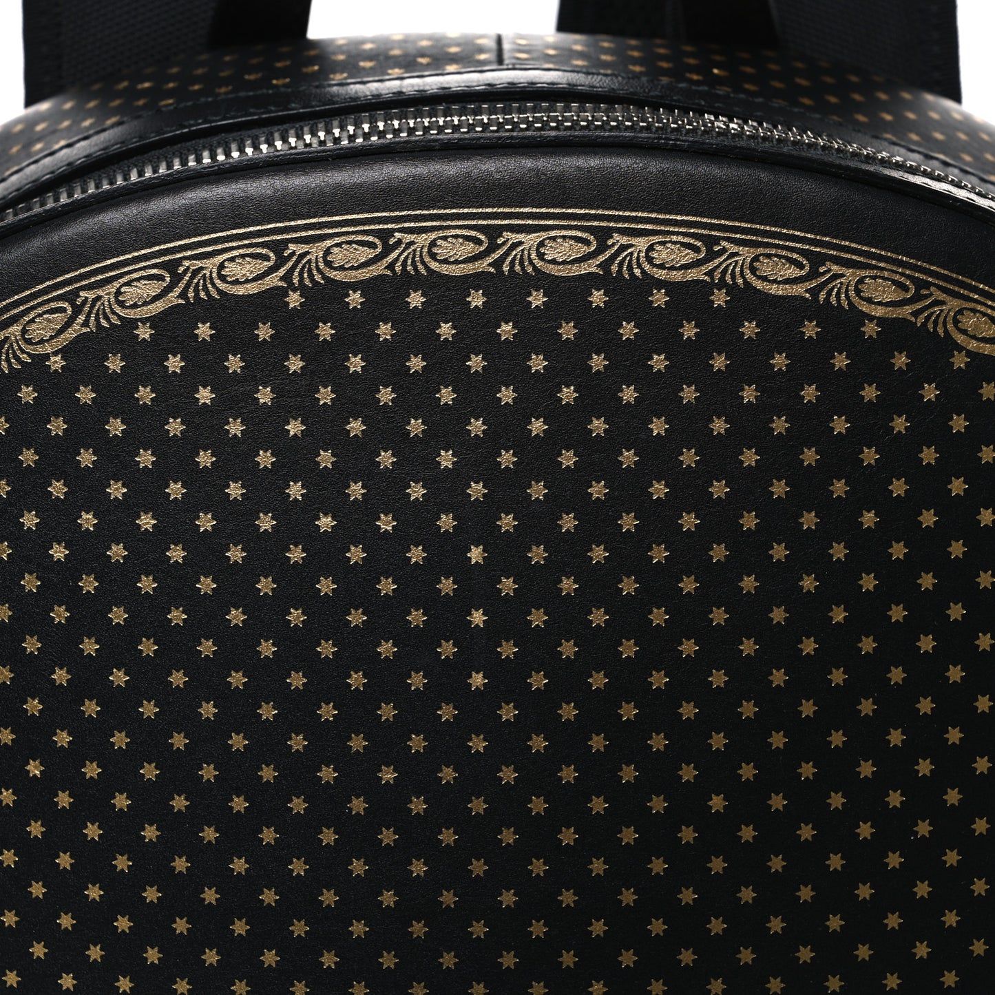 X SEGA Calfskin GUCCY Stars Dome Backpack Black Gold