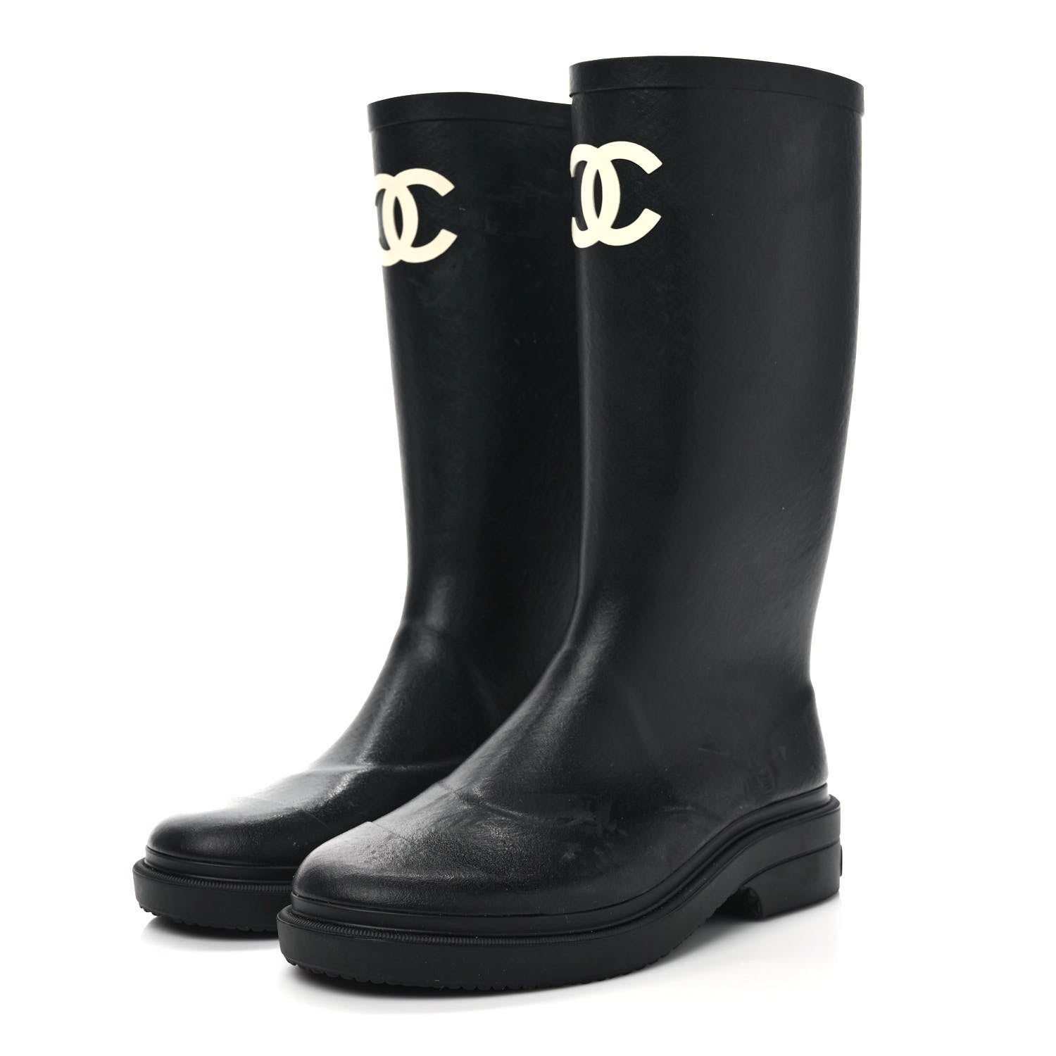 Chanel Caoutchouk CC High Boots 37 Black 3 of 8