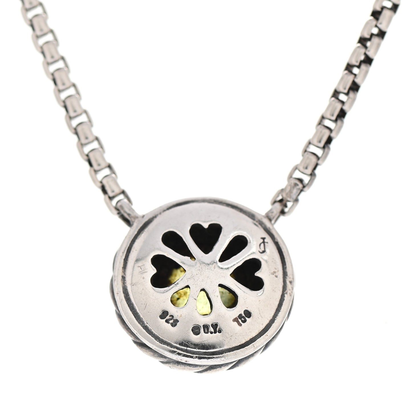 Sterling Silver 18K Yellow Gold Peridot Cookie Pendant Necklace