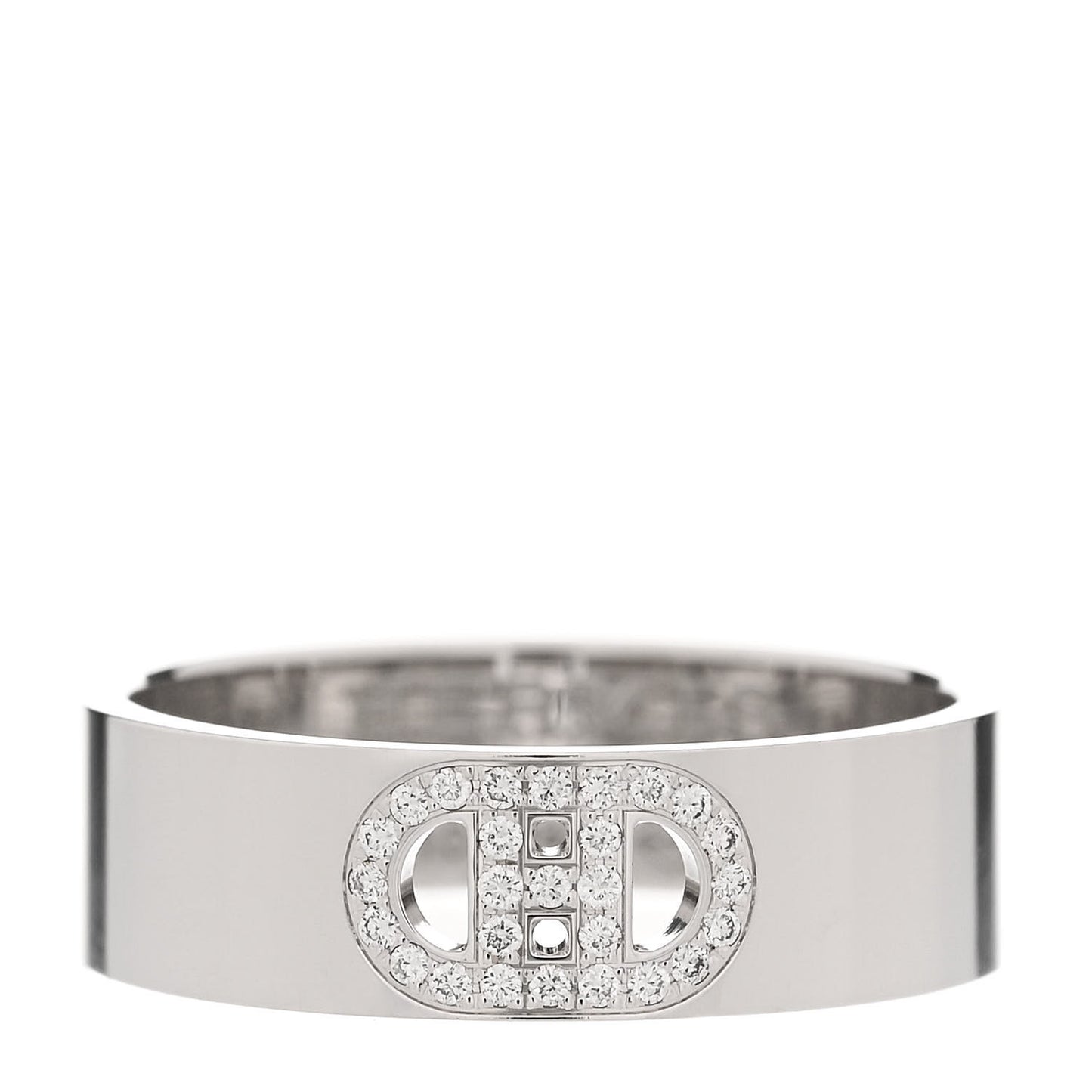 18K White Gold Diamond PM H D'Ancre Ring 53 6.25