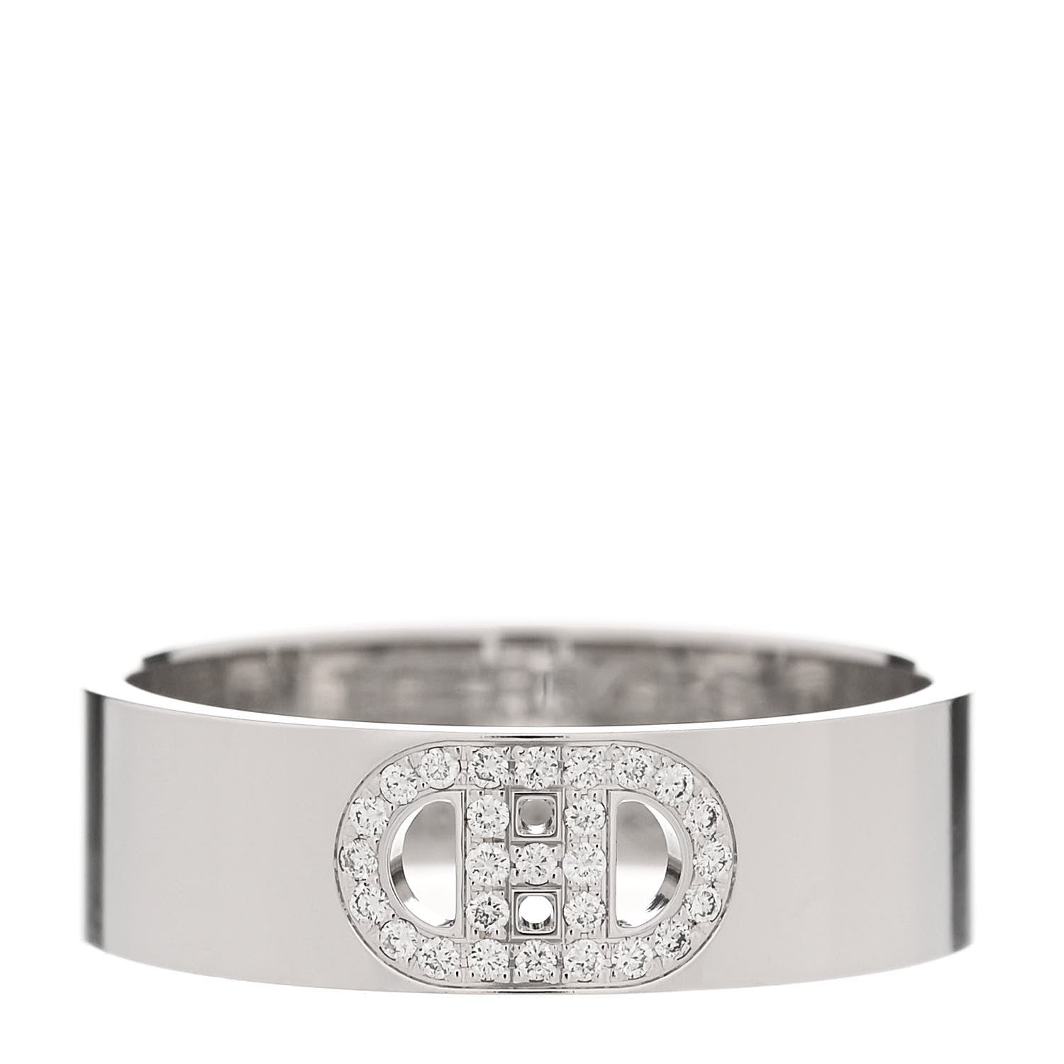 Hermes 18K White Gold Diamond PM H D'Ancre Ring 53 6.25 1 of 5