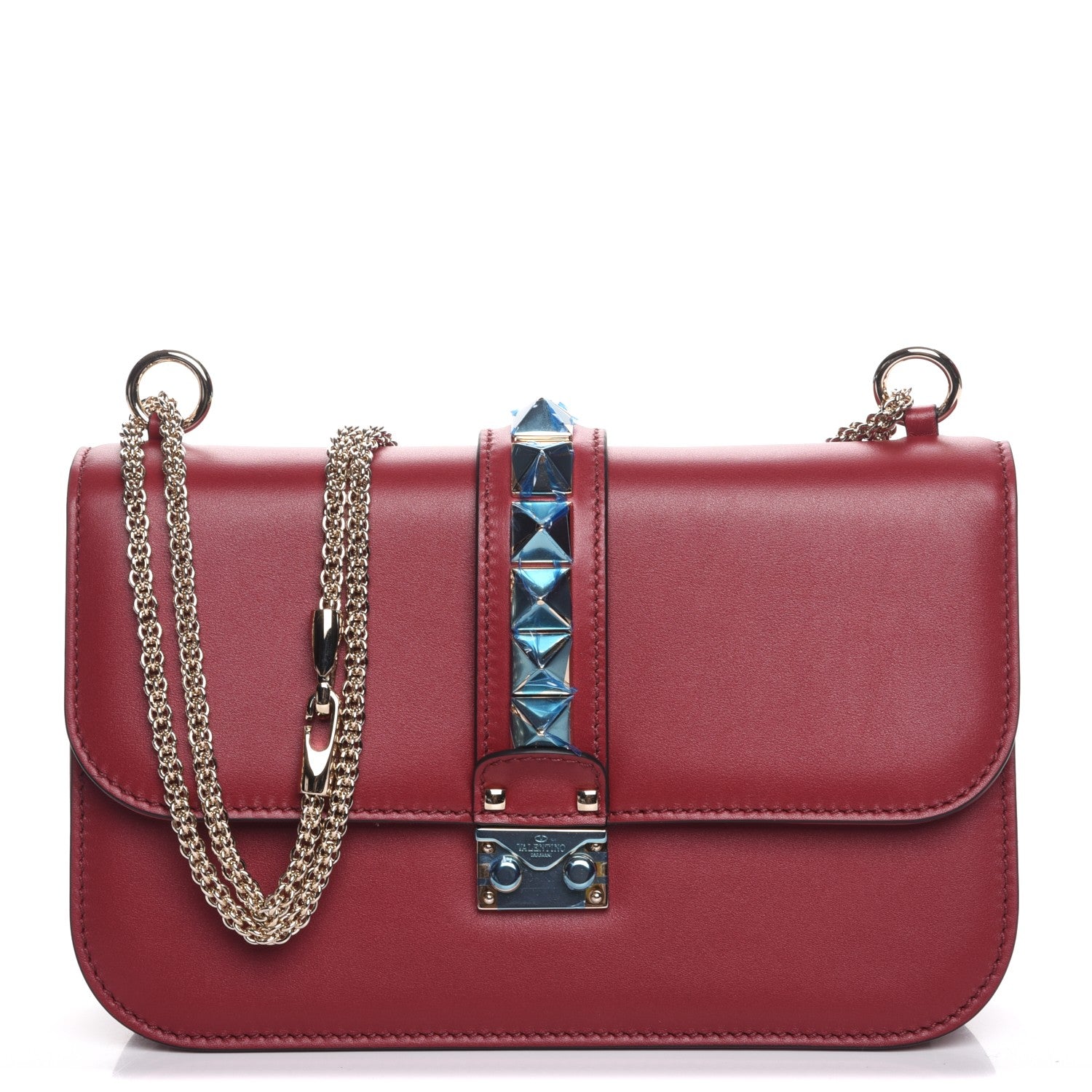 Valentino Garavani Vitello Medium Glam Lock Rockstud Flap Rubino 1 of 7