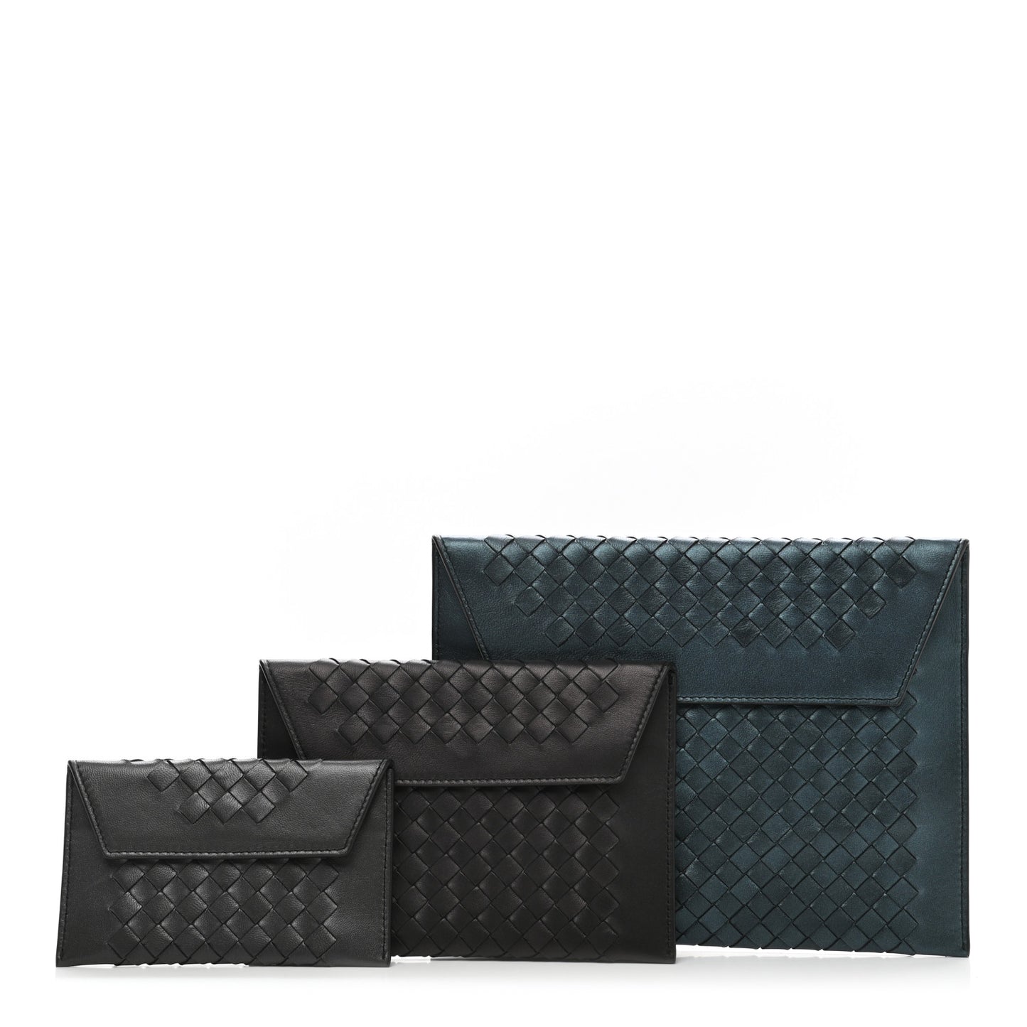 Metallic Nappa Intrecciato Pouch Set Multicolor