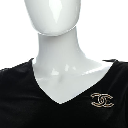 Chanel Crystal CC Brooch Light Gold 2 of 4