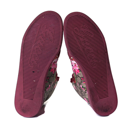 Gucci GG Supreme Monogram Blooms Womens High Top Sneakers 38.5 Beige Multicolor Dry Rose 6 of 9