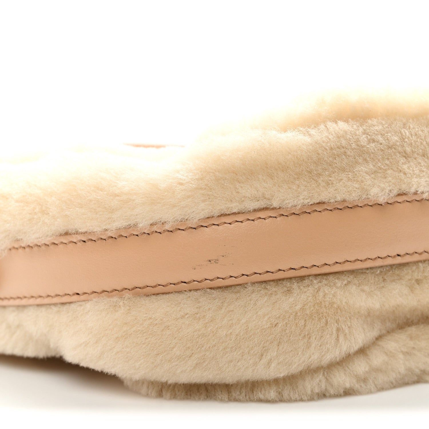 Prada Shearling Arque Shoulder Bag Ecru Noisette 8 of 9