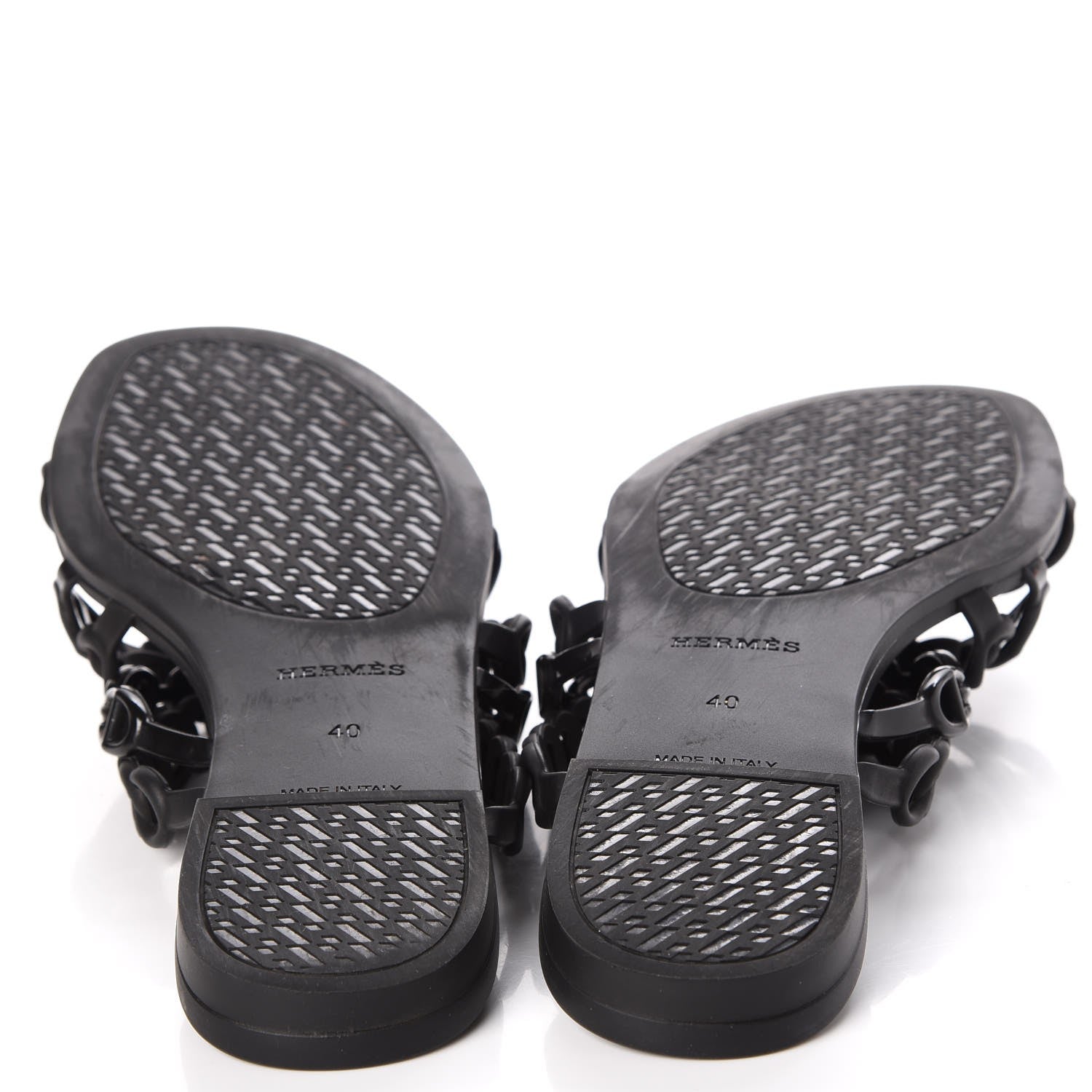 Hermes Rubber Chaine d'Ancre Nude Sandals 40 Black 5 of 7