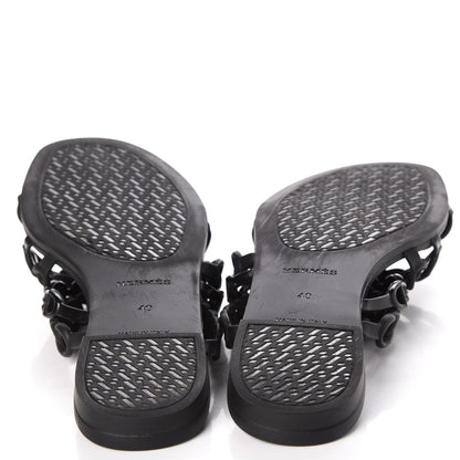 Hermes Rubber Chaine d'Ancre Nude Sandals 40 Black 5 of 7