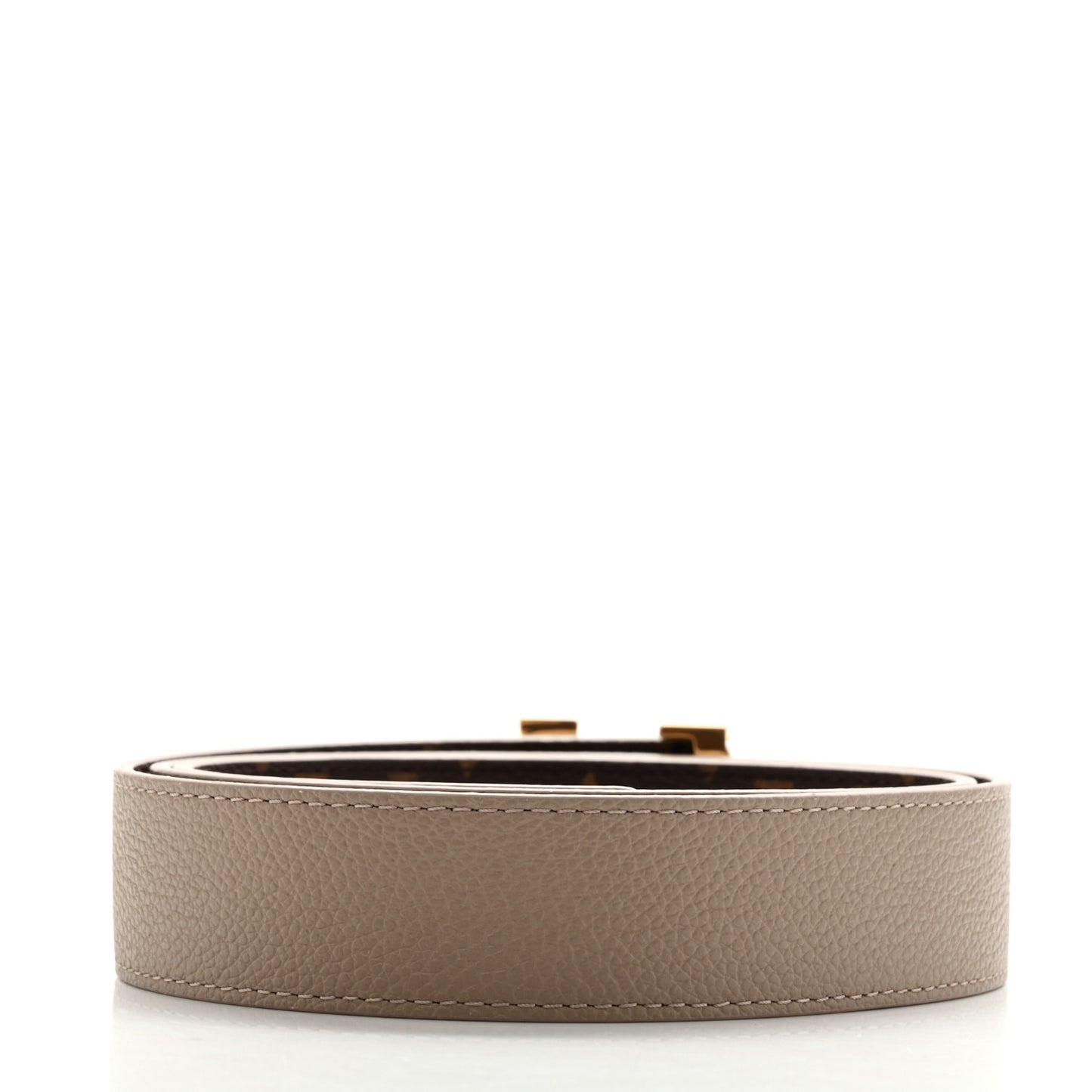 Calfskin Monogram 30mm LV Initiales Reversible Belt 80 32 Beige