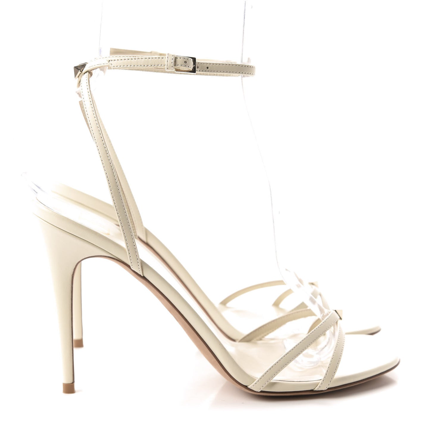 Calfskin Strappy Ankle Strap Sandals 39 White