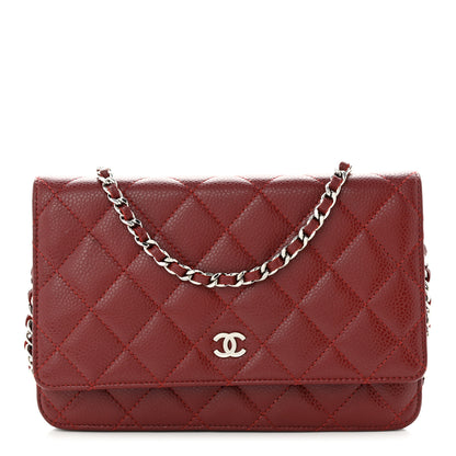 Chanel Caviar Quilted Wallet on Chain WOC Dark Red 1 of 13
