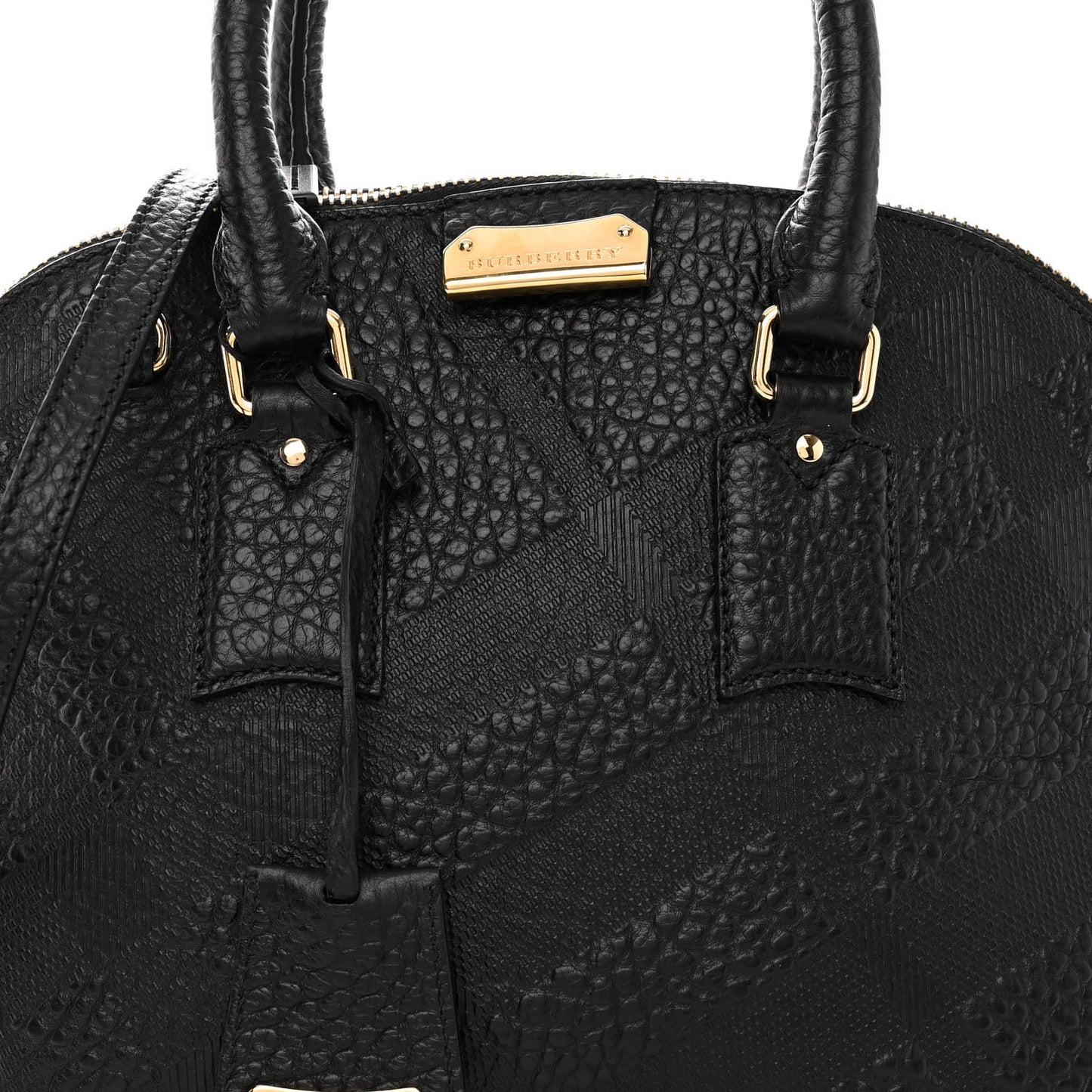 Heritage Grain Check Embossed Small Orchard Bowling Bag Black