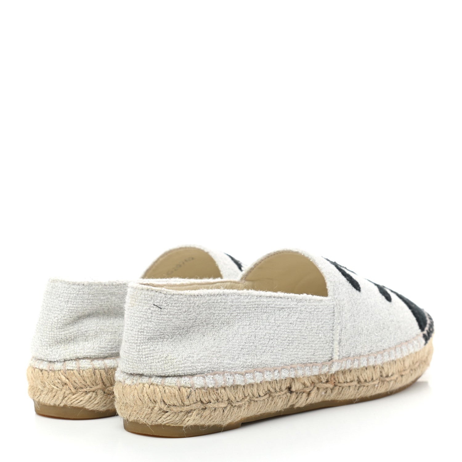 Chanel Terry Cloth CC Espadrilles 37 Silver Black 4 of 8