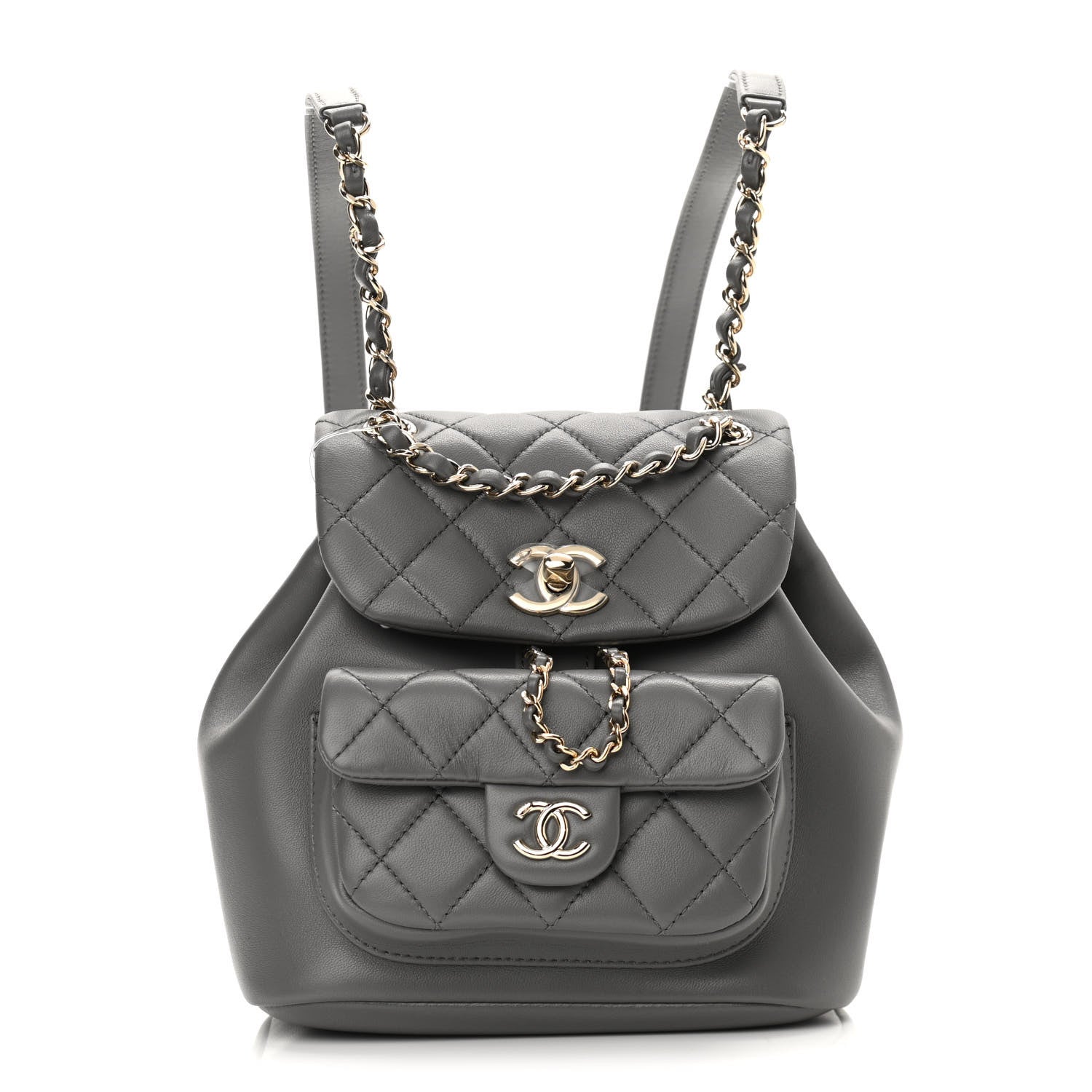 Chanel Lambskin Quilted Small Duma Drawstring Backpack Grey 1 of 10