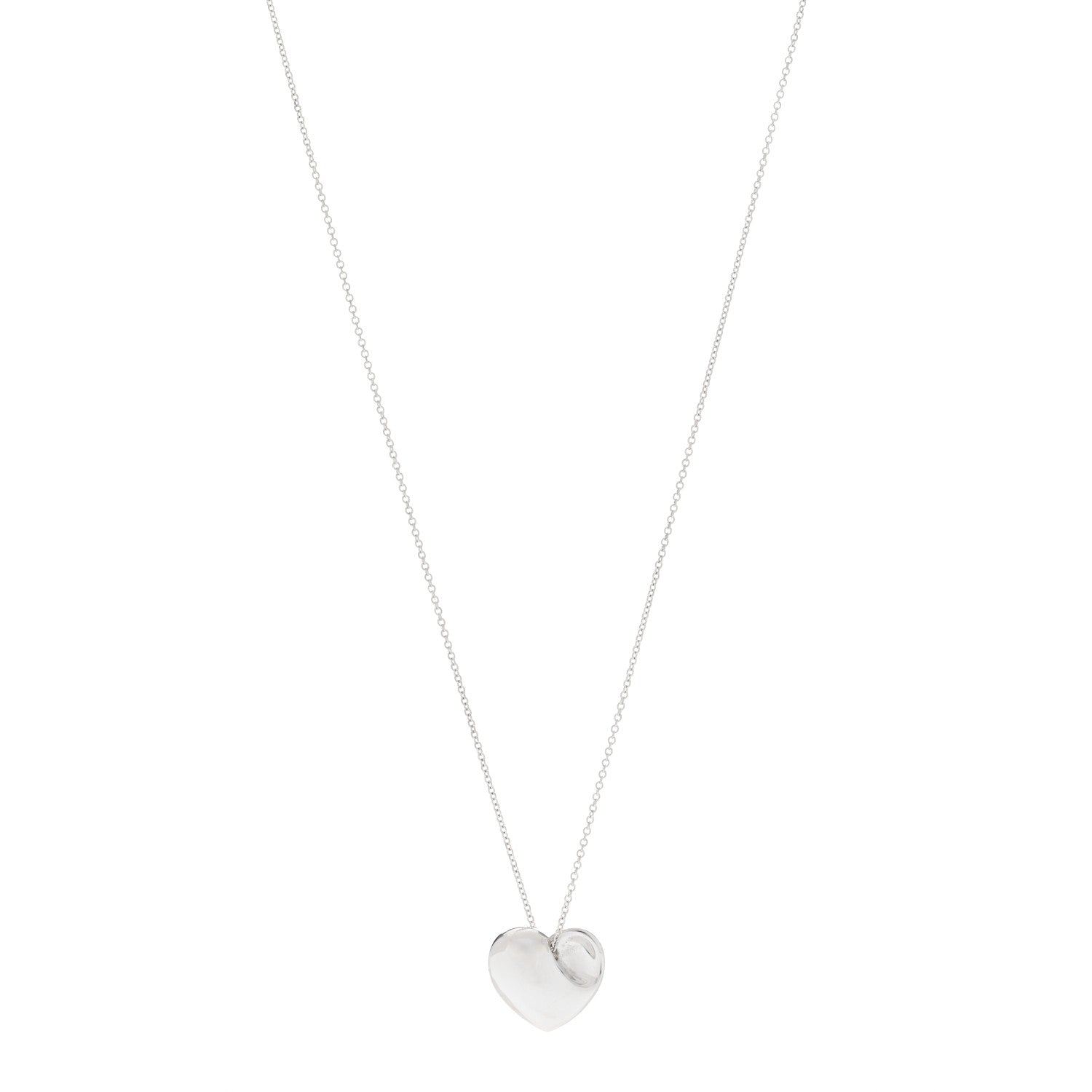 Tiffany Sterling Silver 14mm Elsa Perretti Full Heart Pendant Necklace 1 of 4
