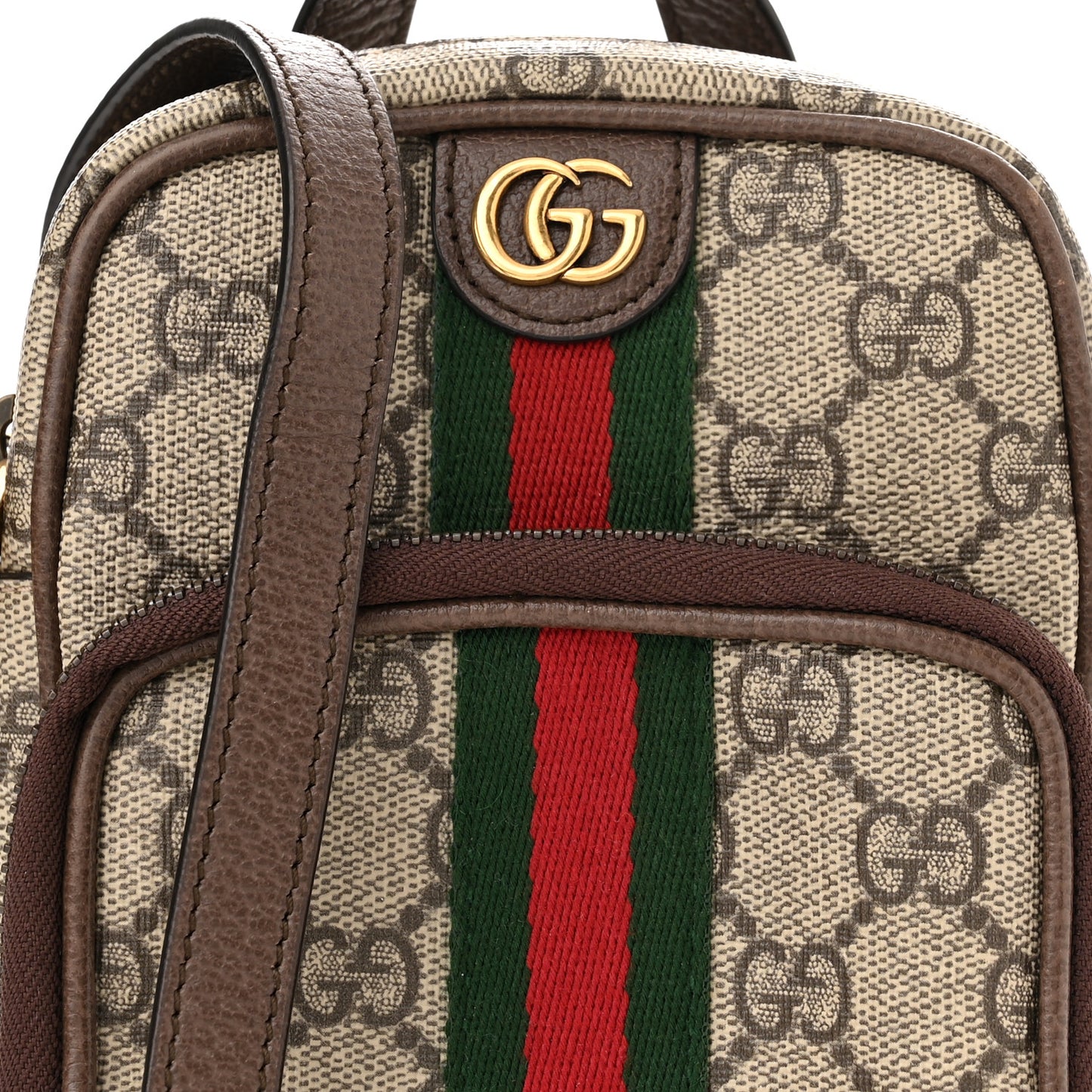 GG Supreme Monogram Web Mini Ophidia Double Zip Messenger Bag Beige New Acero