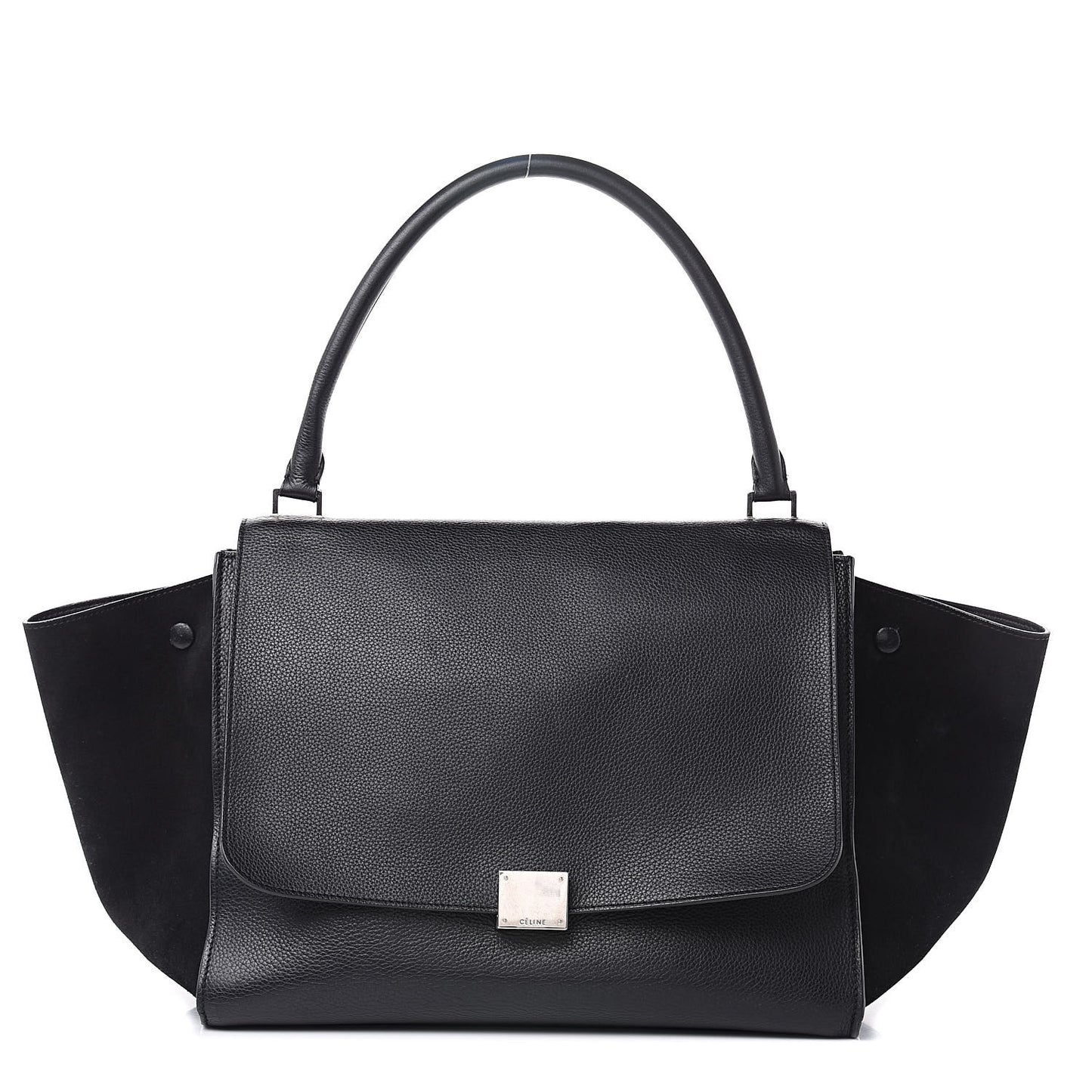 Drummed Calfskin Suede Large Trapeze Black