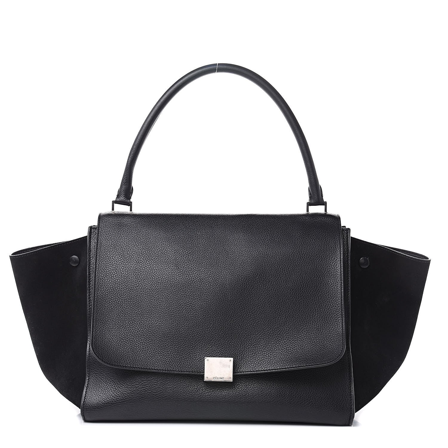 Celine Drummed Calfskin Suede Large Trapeze Black 1 of 16