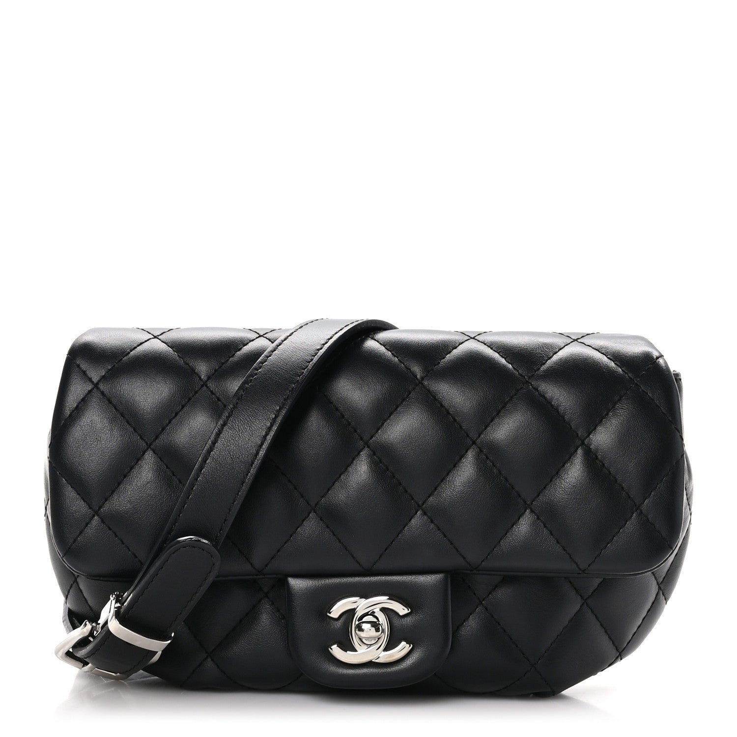 Chanel Calfskin Quilted CC Uniform Flap Belt Bag Black 1 of 10