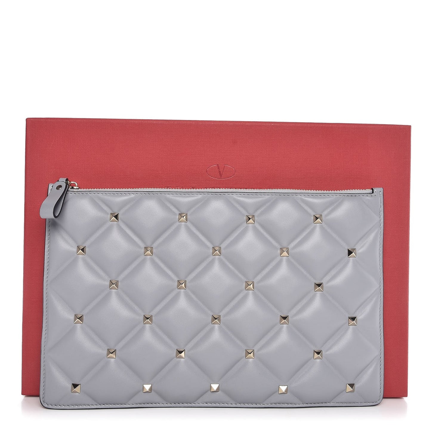 Nappa Candystud Zip Pouch Pastel Grey