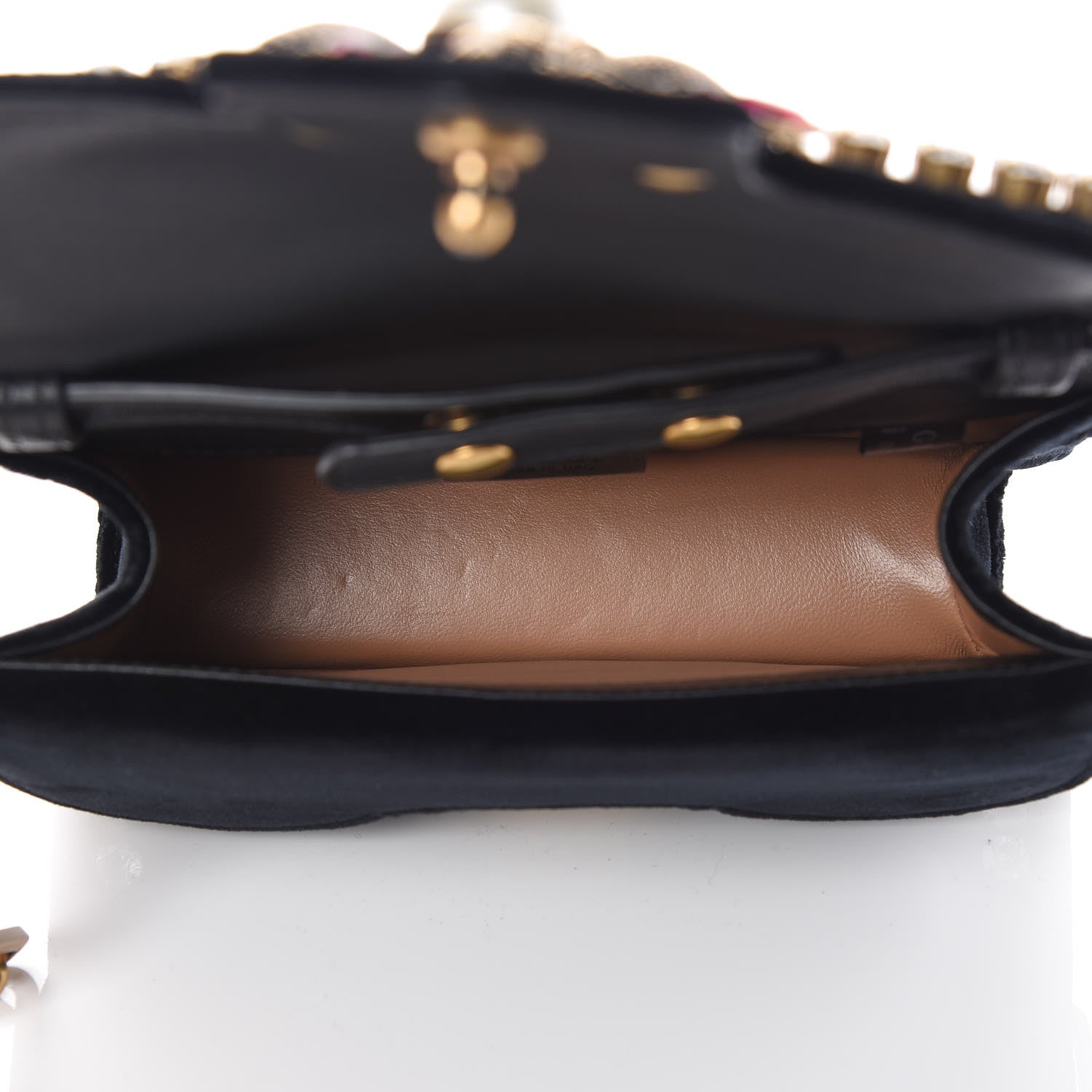 Gucci Velvet Crystal Mini Bee Broadway Shoulder Bag Black 5 of 14