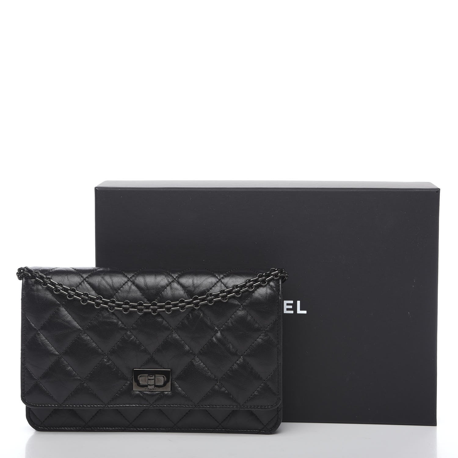 Chanel Aged Calfskin Quilted Reissue Wallet On Chain WOC So Black 11 of 11