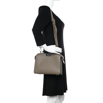 Fendi Cuoio Romano Vitello Cover Glazed Fabric Bi-Color FF 1974 Mini Peekaboo I SEE U Satchel Tartufo Banana Tobacco Moro 2 of 12