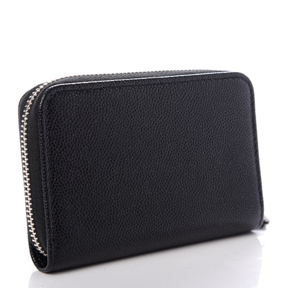 Chanel Caviar CC Small Zip Around Coin Purse Black Blue Green 3 of 8
