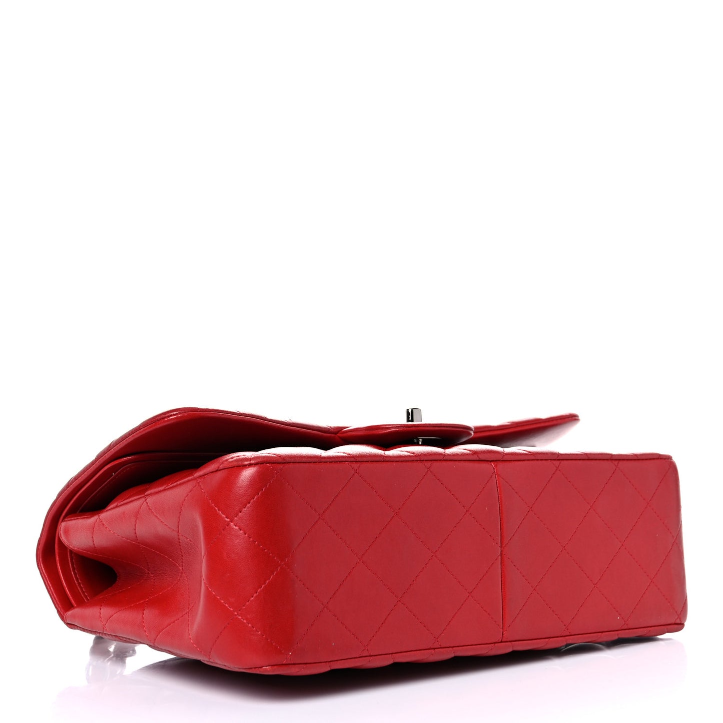 Lambskin Quilted Jumbo Double Flap Red