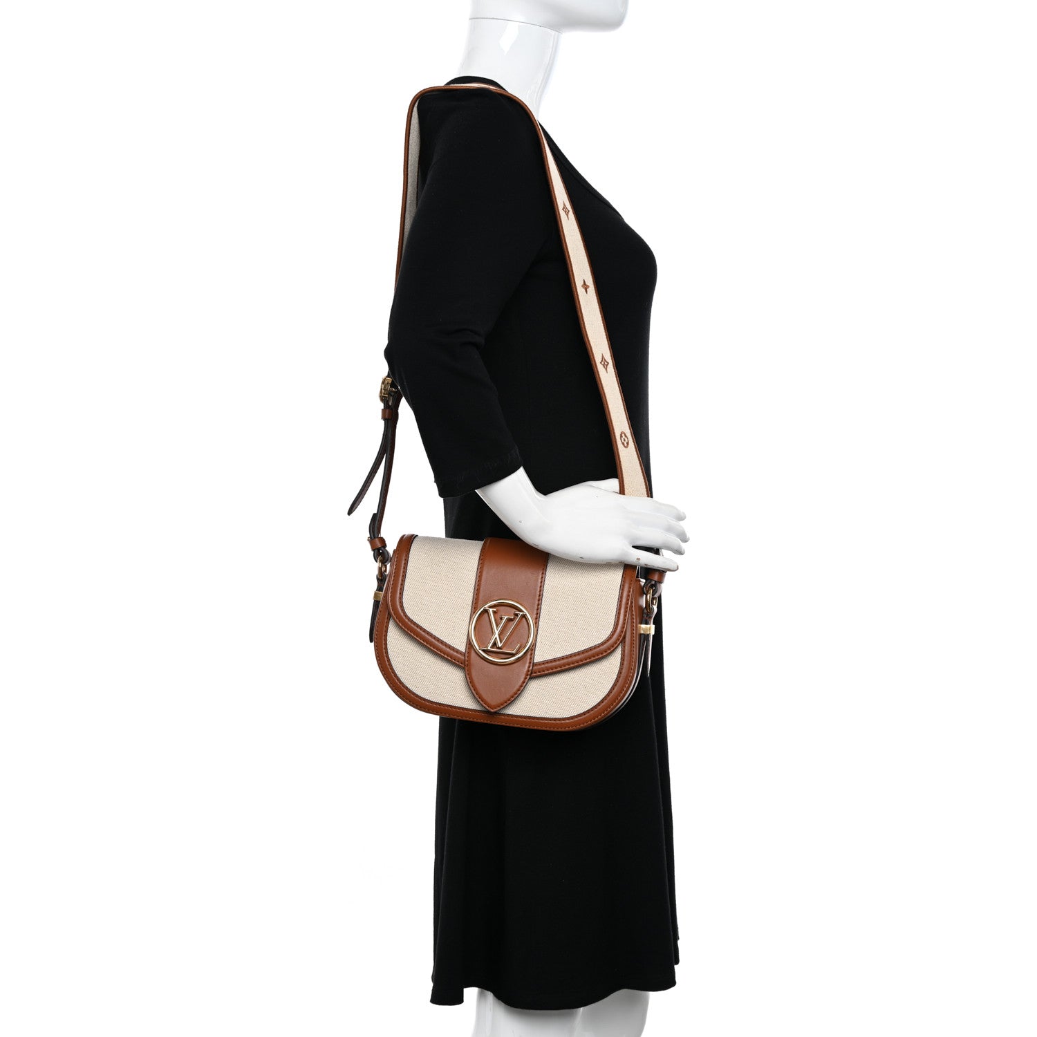 Louis Vuitton Canvas Smooth Calfskin LV Pont 9 Soft MM Caramel Brown 2 of 10