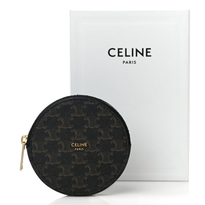 Celine Triomphe Canvas Round Zip Coin Purse 12 of 12