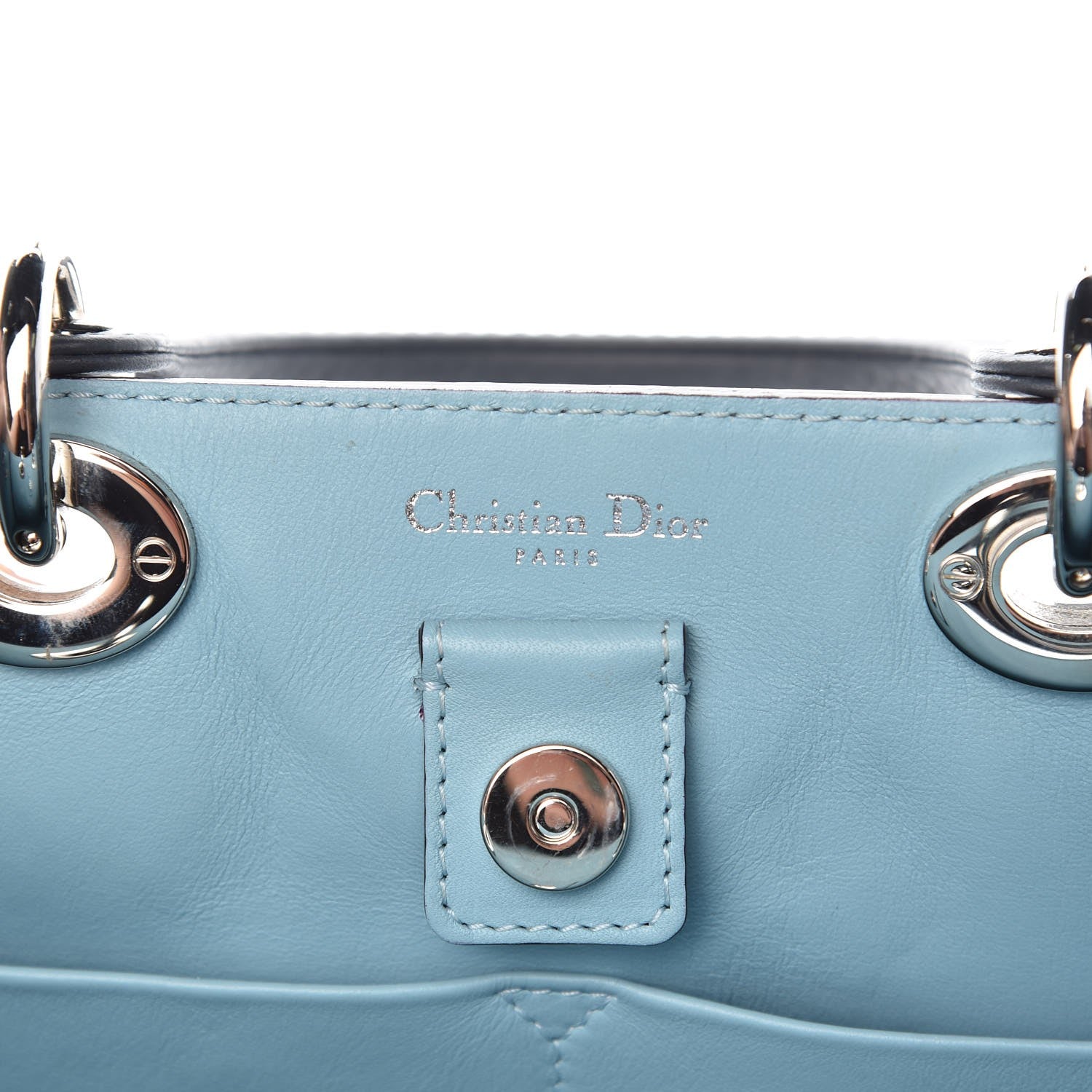 Christian Dior Bullcalf Mini Diorissimo Tote Grey Blue 6 of 7