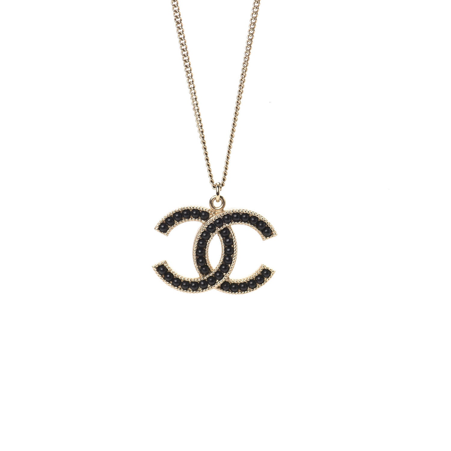 Chanel Bead CC Pendant Necklace Gold Black 3 of 4