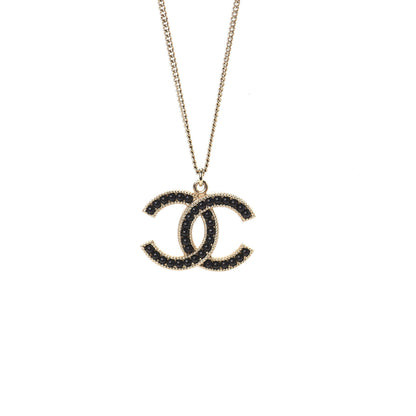 Chanel Bead CC Pendant Necklace Gold Black 3 of 4