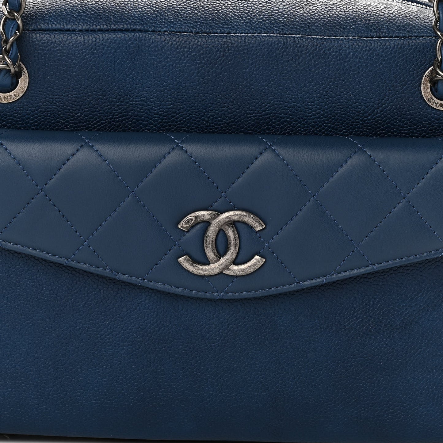 Caviar Lambskin Quilted Coco Break Camera Case Navy Blue